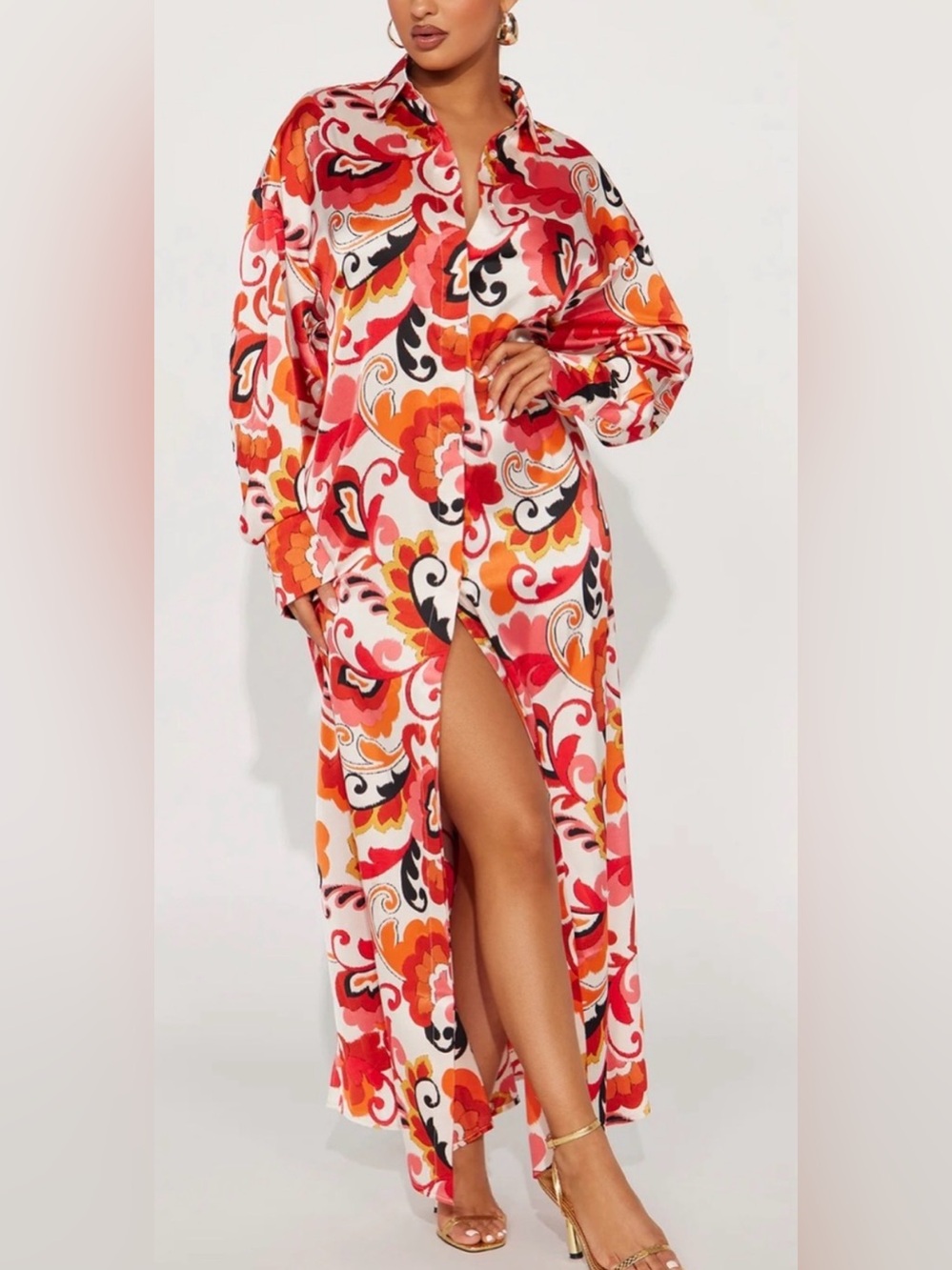 STUNNING NEW 🔥 🔥 Vibrant Florals and Prints Maxi Shirt Dress.